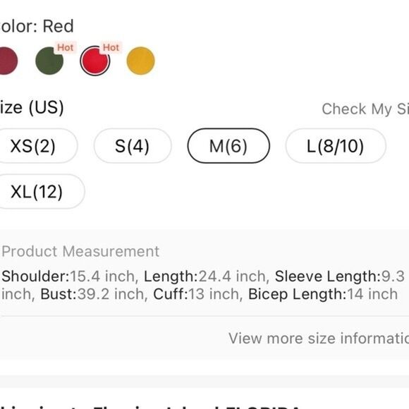 SHEIN Red Knot Cuff Split Sleeve Solid Top Size Medium - Picture 6 of 6